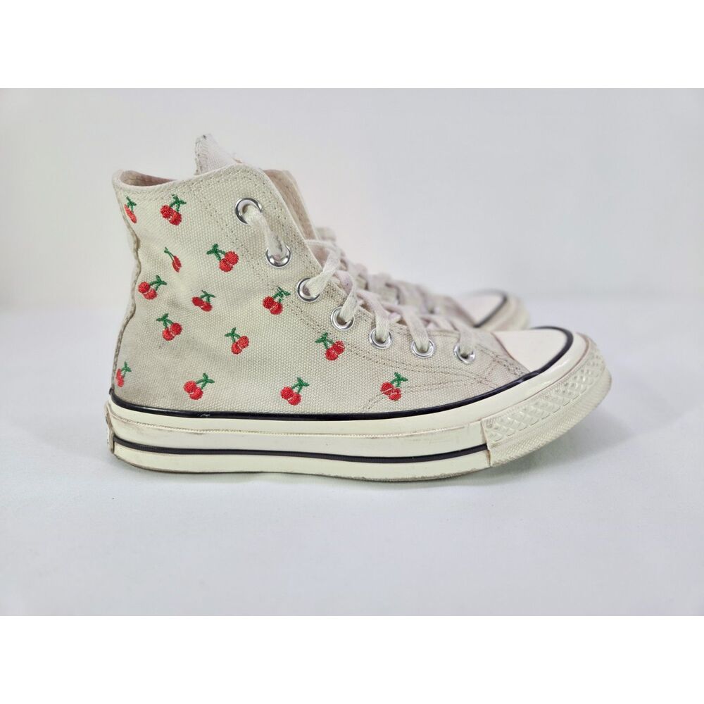 Converse Chuck 70 High Cherries Egret A08863C Women’s 6 Used No Box - Picture 2 of 5